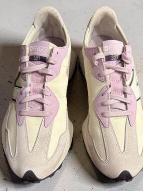 New Balance Women's 327 Sneakers Collab with Figs in Lavender and White